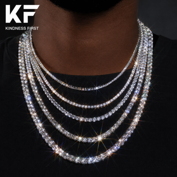 925 sterling silver moissanite tennis chain for men