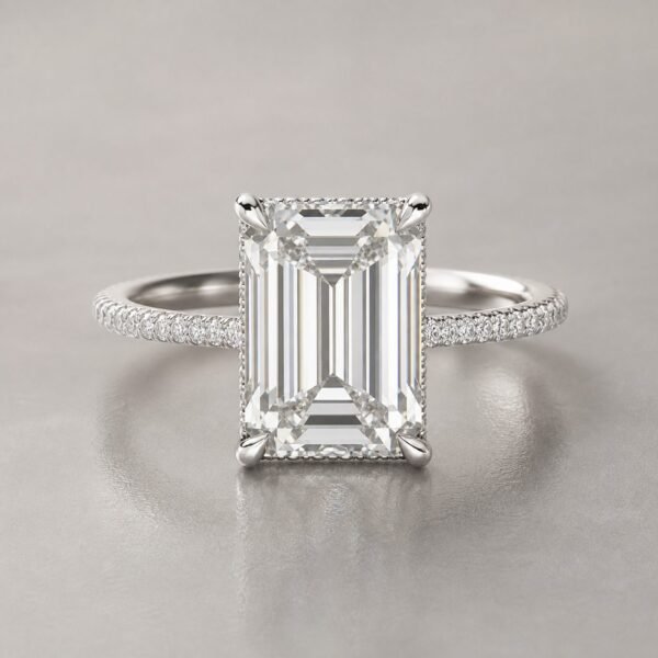 Wholesale 3CT Emerald Cut Hidden Halo Moissanite Engagement Ring 925 Sterling Silver Pave Bridal Jewelry - P001 product image 1
