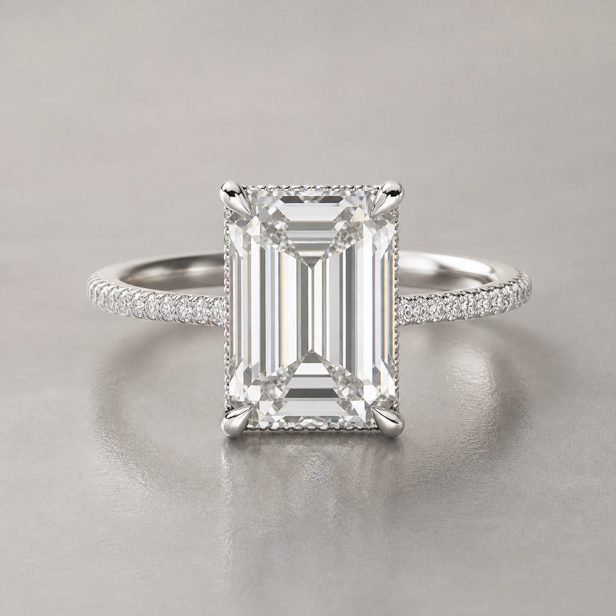 Wholesale 3CT Emerald Cut Hidden Halo Moissanite Engagement Ring 925 Sterling Silver Pave Bridal Jewelry - P001 product image 1