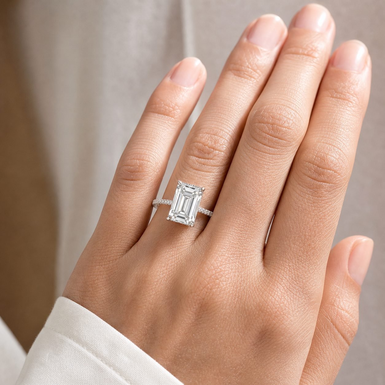 Wholesale 3CT Emerald Cut Hidden Halo Moissanite Engagement Ring 925 Sterling Silver Pave Bridal Jewelry view 2