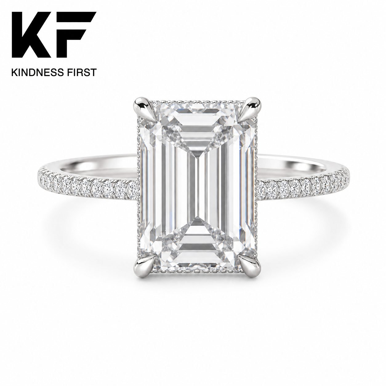 Wholesale 3CT Emerald Cut Hidden Halo Moissanite Engagement Ring 925 Sterling Silver Pave Bridal Jewelry view 3