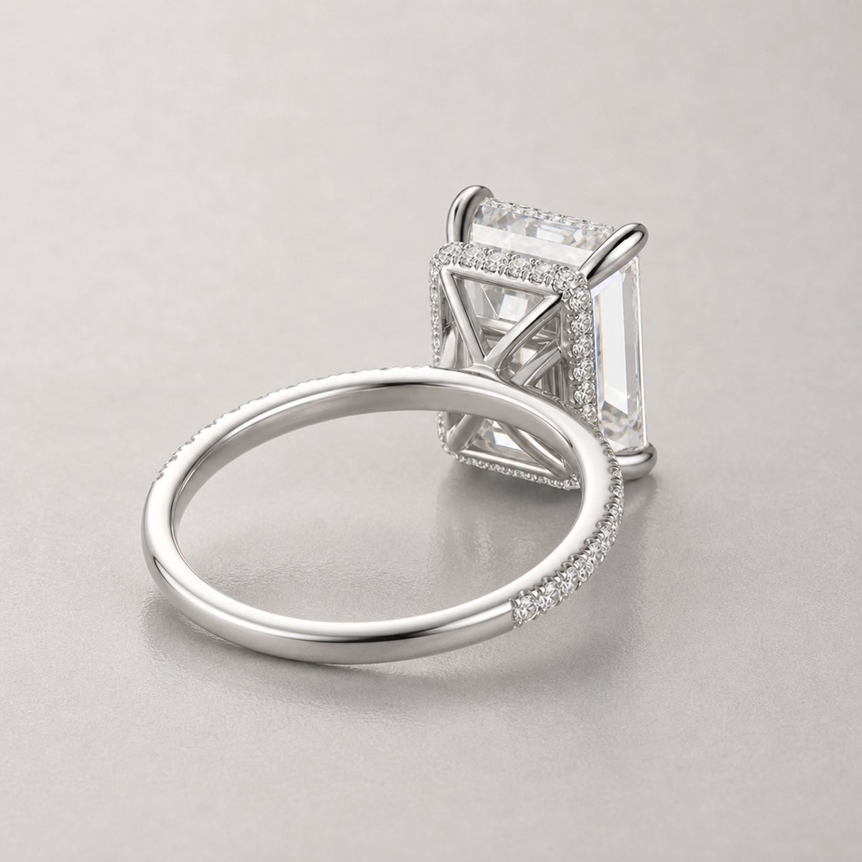 Wholesale 3CT Emerald Cut Hidden Halo Moissanite Engagement Ring 925 Sterling Silver Pave Bridal Jewelry view 4