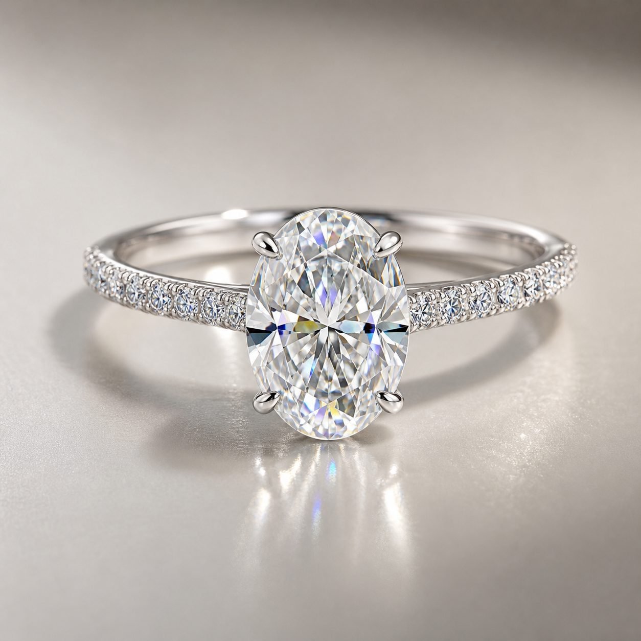 Wholesale 2CT Oval Cut Cathedral Moissanite Engagement Ring 925 Sterling Silver Half Pave Wedding Jewelry - P002 product image 1