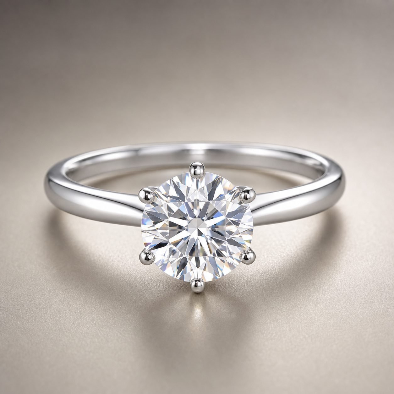 Wholesale 1CT Round Cut Six Prong Moissanite Solitaire Ring 925 Sterling Silver Classic Engagement Jewelry - P003 product image 1