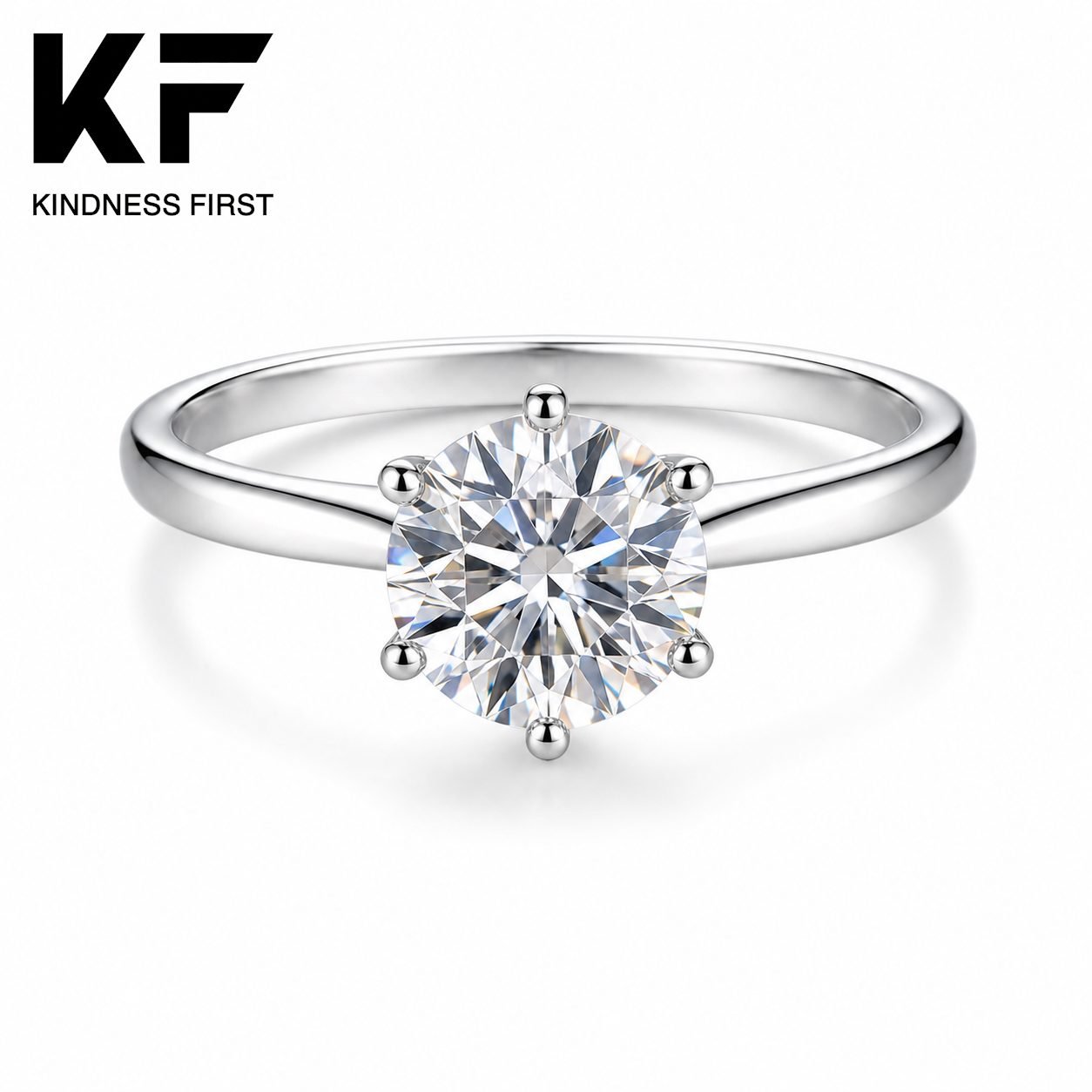 Wholesale 1CT Round Cut Six Prong Moissanite Solitaire Ring 925 Sterling Silver Classic Engagement Jewelry view 3