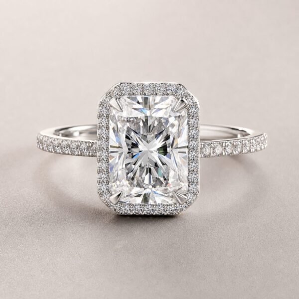 Wholesale 3CT Radiant Cut Halo Moissanite Engagement Ring 925 Sterling Silver Pave Bridal Jewelry - P004 product image 1