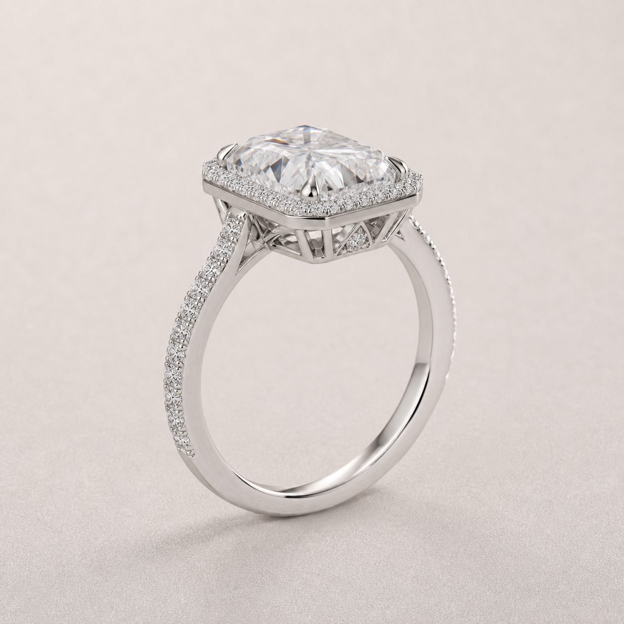 Wholesale 3CT Radiant Cut Halo Moissanite Engagement Ring 925 Sterling Silver Pave Bridal Jewelry view 4