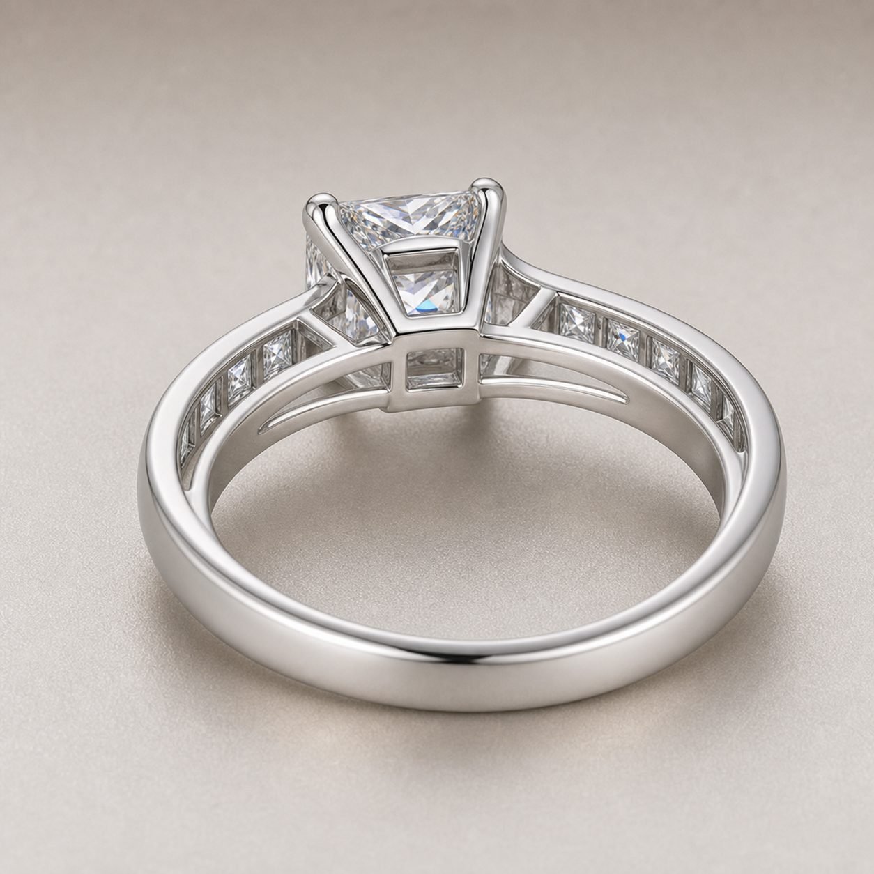 Wholesale Princess Cut Channel Set Moissanite Engagement Ring 925 Sterling Silver Square Stone Jewelry view 4