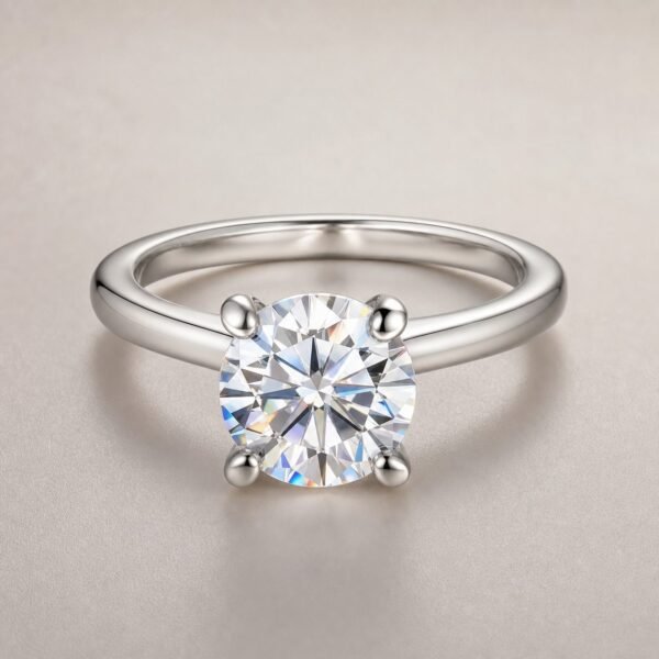 Wholesale Portuguese Cut Round Moissanite Solitaire Ring 925 Sterling Silver High Sparkle Engagement Jewelry - P010 product image 1