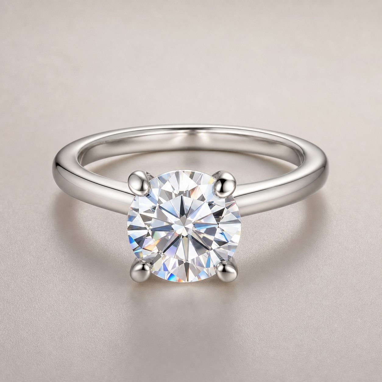Wholesale Portuguese Cut Round Moissanite Solitaire Ring 925 Sterling Silver High Sparkle Engagement Jewelry - P010 product image 1