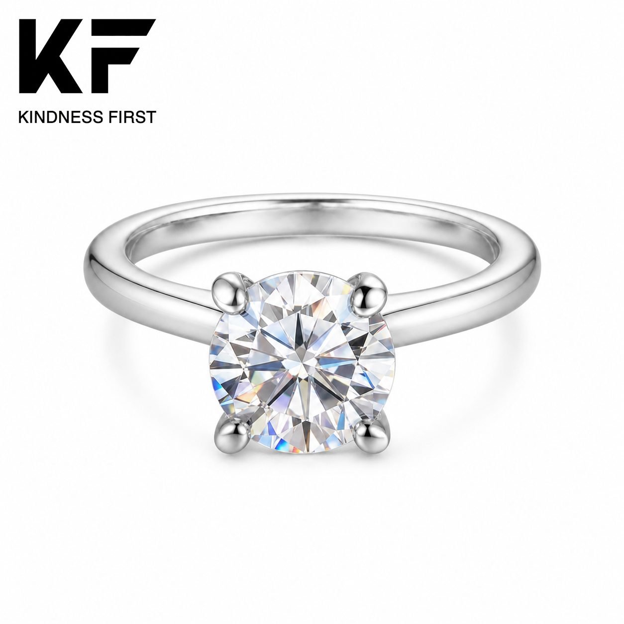 Wholesale Portuguese Cut Round Moissanite Solitaire Ring 925 Sterling Silver High Sparkle Engagement Jewelry view 3