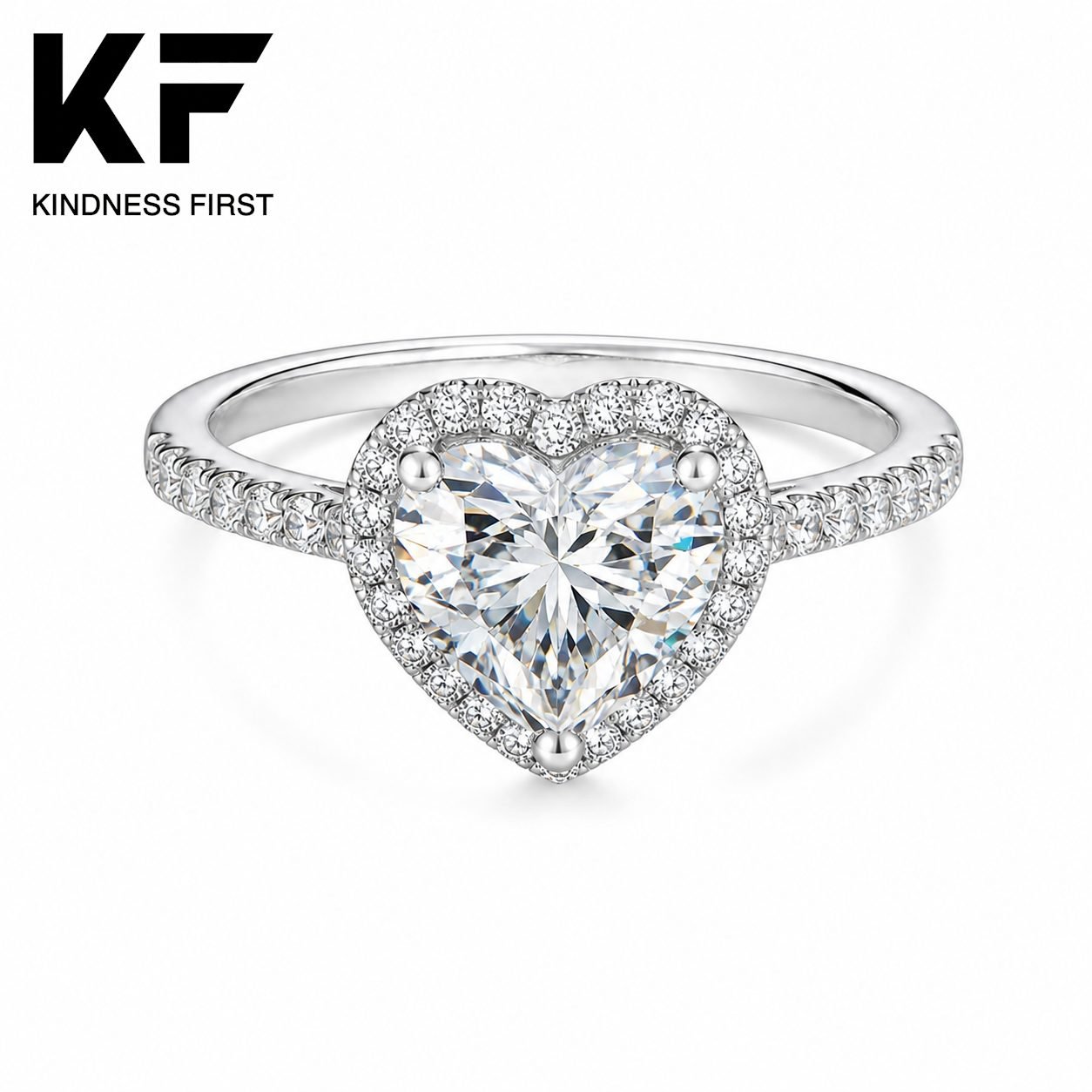 Wholesale Heart Cut Halo Moissanite Engagement Ring 925 Sterling Silver Romantic Bridal Jewelry view 3