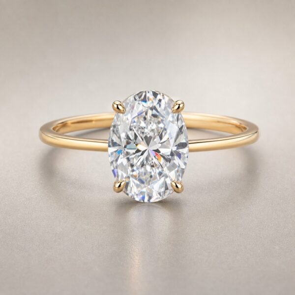 Wholesale 2.5CT Oval Cut Hidden Halo Moissanite Solitaire Ring Gold Tone 925 Sterling Silver Bridal Jewelry - P013 product image 1