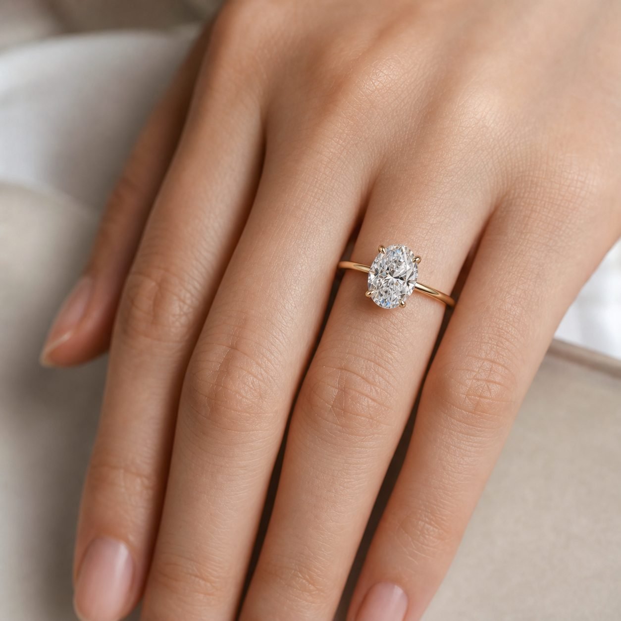 Wholesale 2.5CT Oval Cut Hidden Halo Moissanite Solitaire Ring Gold Tone 925 Sterling Silver Bridal Jewelry view 2
