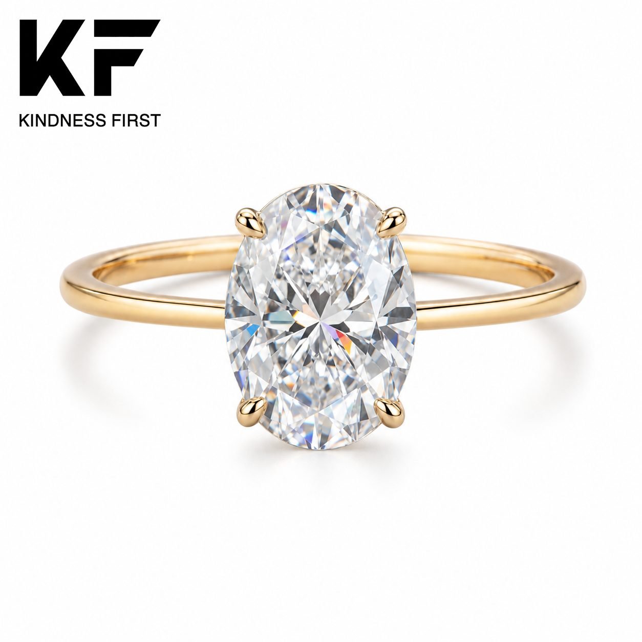 Wholesale 2.5CT Oval Cut Hidden Halo Moissanite Solitaire Ring Gold Tone 925 Sterling Silver Bridal Jewelry view 3