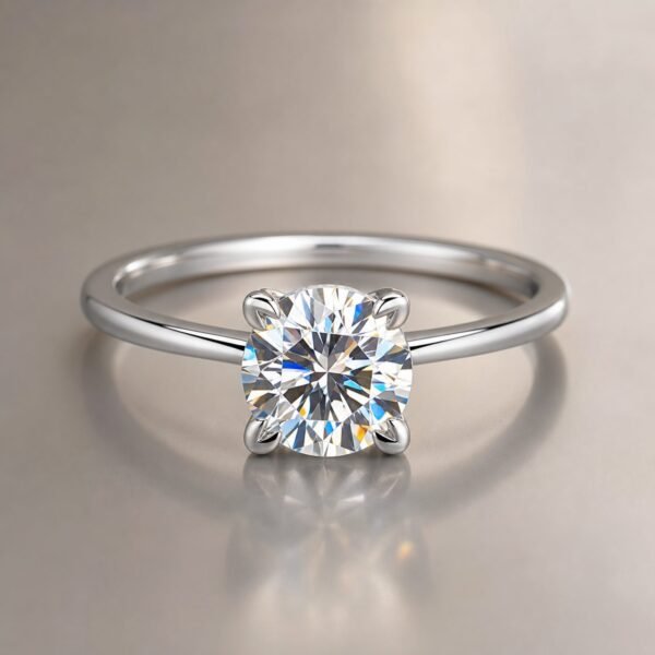 Wholesale Round Cut Tulip Setting Moissanite Solitaire Ring 925 Sterling Silver Four Prong Engagement Jewelry - P014 product image 1