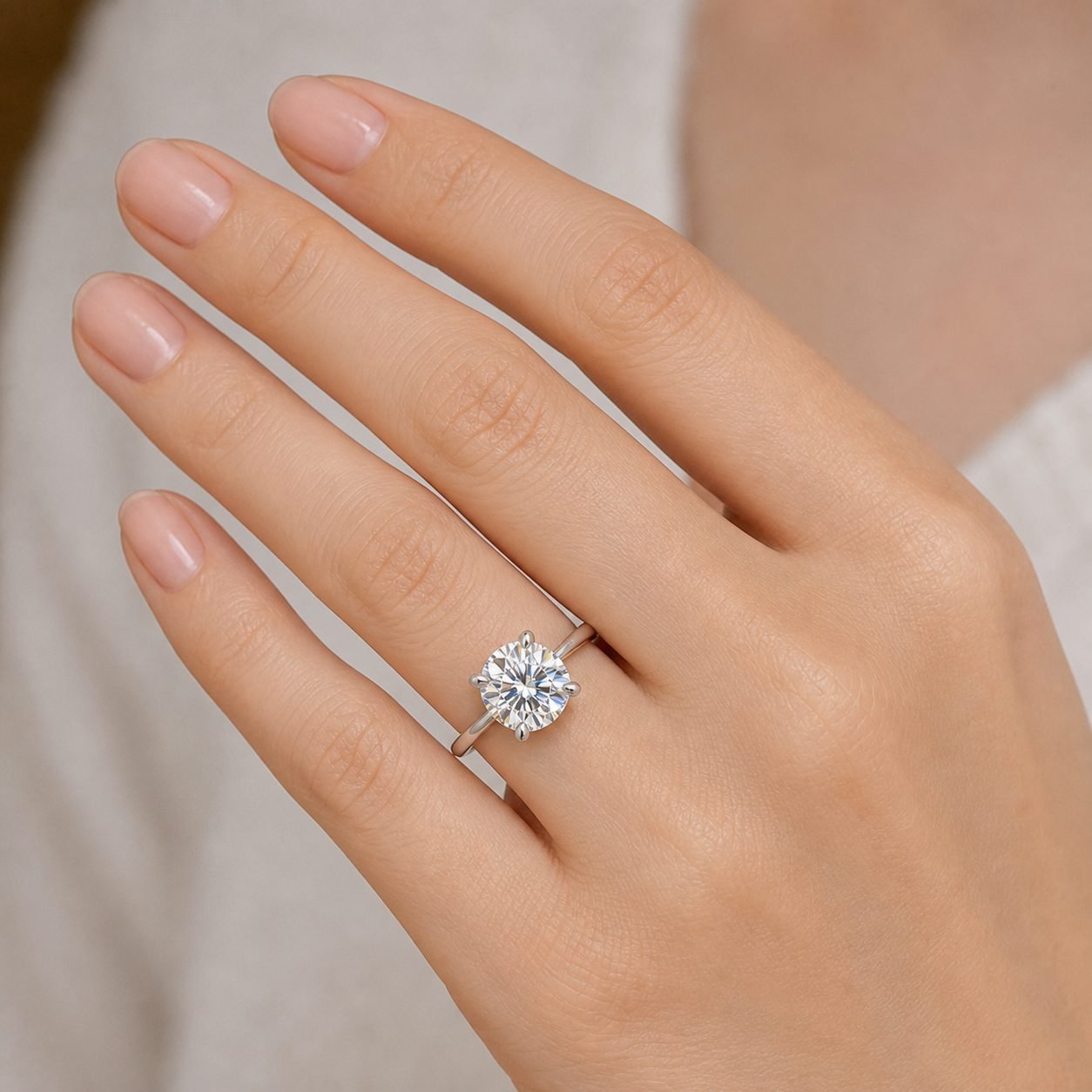 Wholesale Round Cut Tulip Setting Moissanite Solitaire Ring 925 Sterling Silver Four Prong Engagement Jewelry view 2
