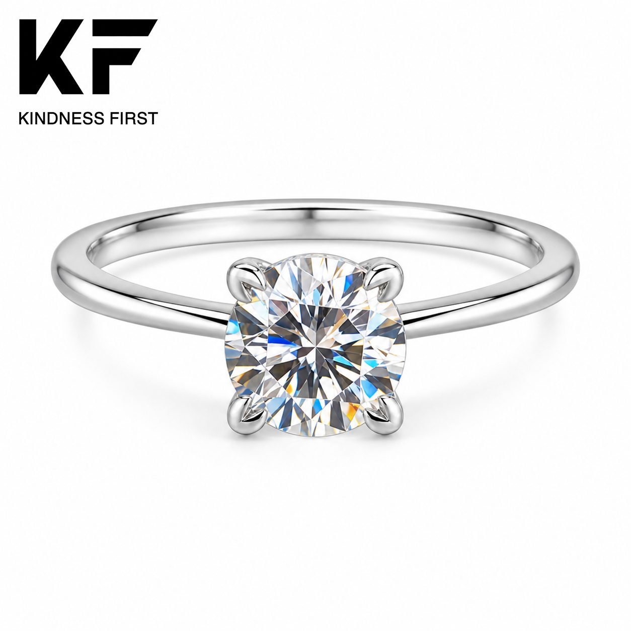 Wholesale Round Cut Tulip Setting Moissanite Solitaire Ring 925 Sterling Silver Four Prong Engagement Jewelry view 3