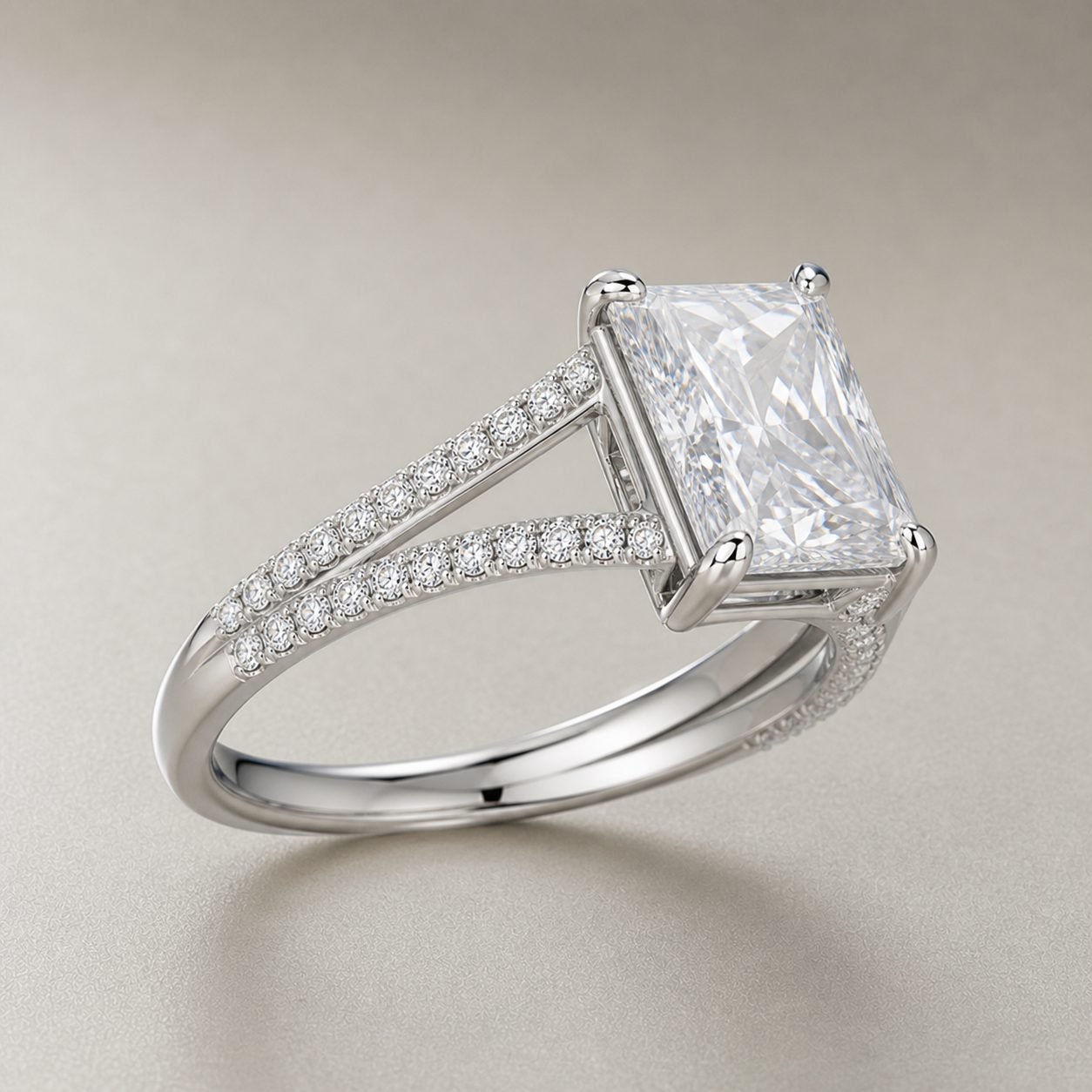 Wholesale Radiant Cut Split Shank Moissanite Engagement Ring 925 Sterling Silver Pave Bridal Jewelry view 4