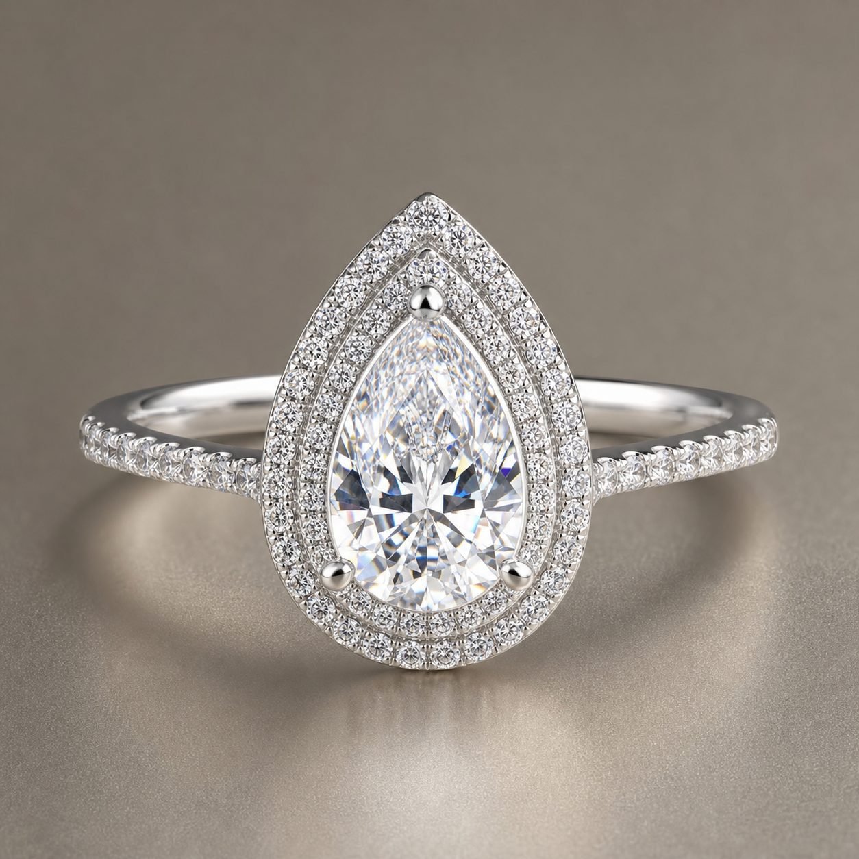 Wholesale Pear Cut Double Halo Moissanite Engagement Ring 925 Sterling Silver Teardrop Bridal Jewelry - P016 product image 1
