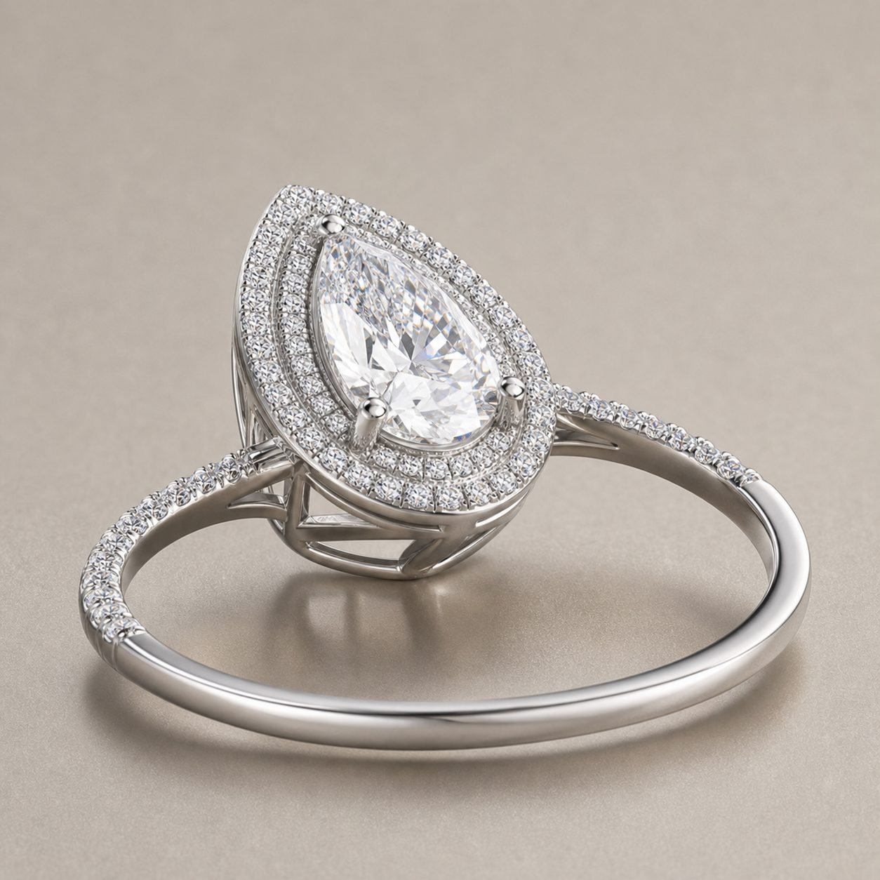 Wholesale Pear Cut Double Halo Moissanite Engagement Ring 925 Sterling Silver Teardrop Bridal Jewelry view 4