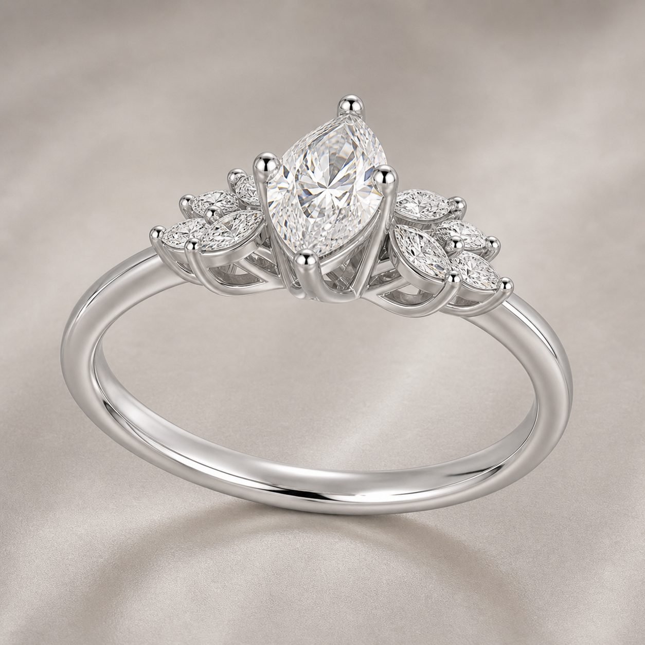 Wholesale Marquise Cut Leaf Cluster Moissanite Engagement Ring 925 Sterling Silver Vintage Bridal Jewelry view 4
