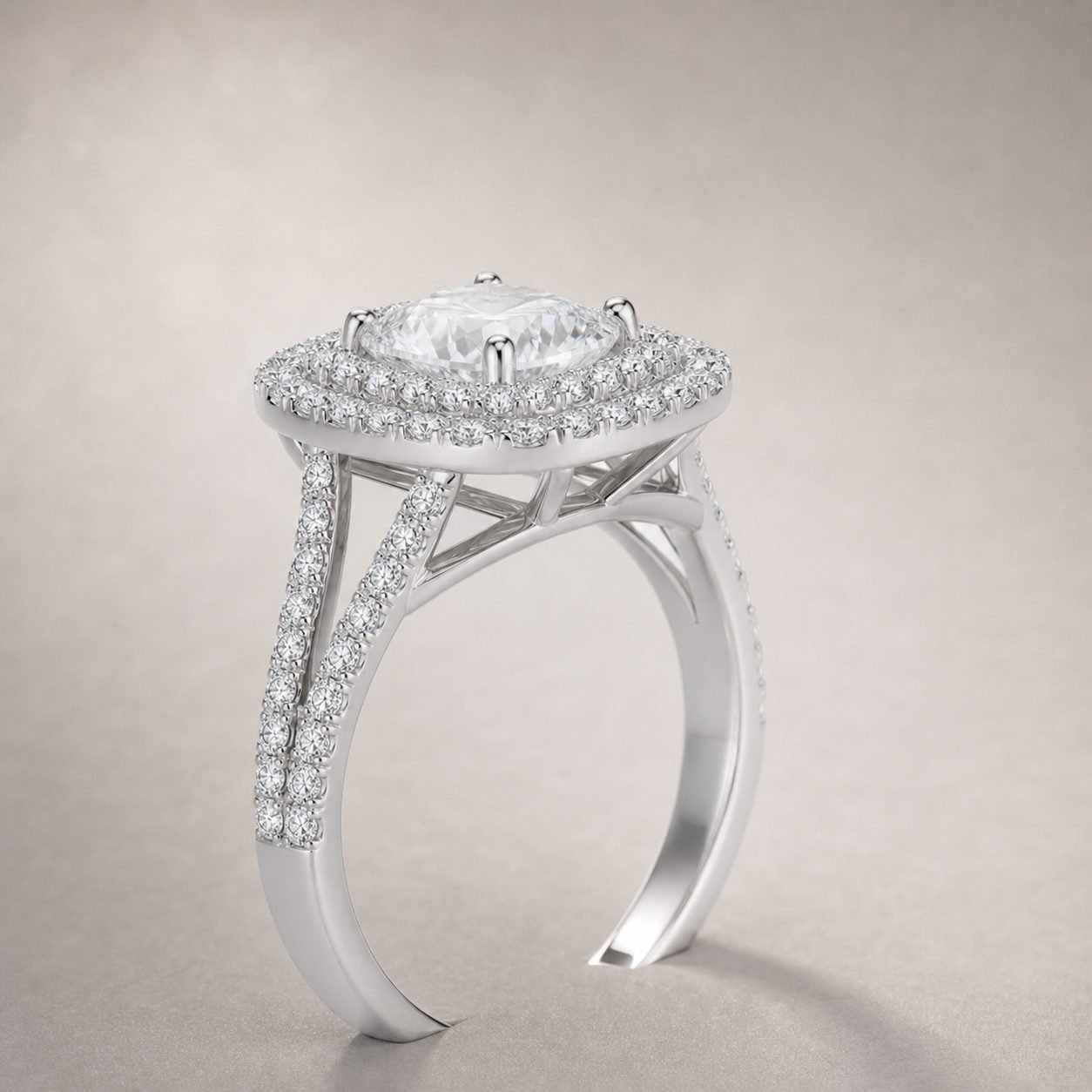 Wholesale Cushion Cut Double Halo Moissanite Cocktail Ring 925 Sterling Silver Statement Jewelry view 4
