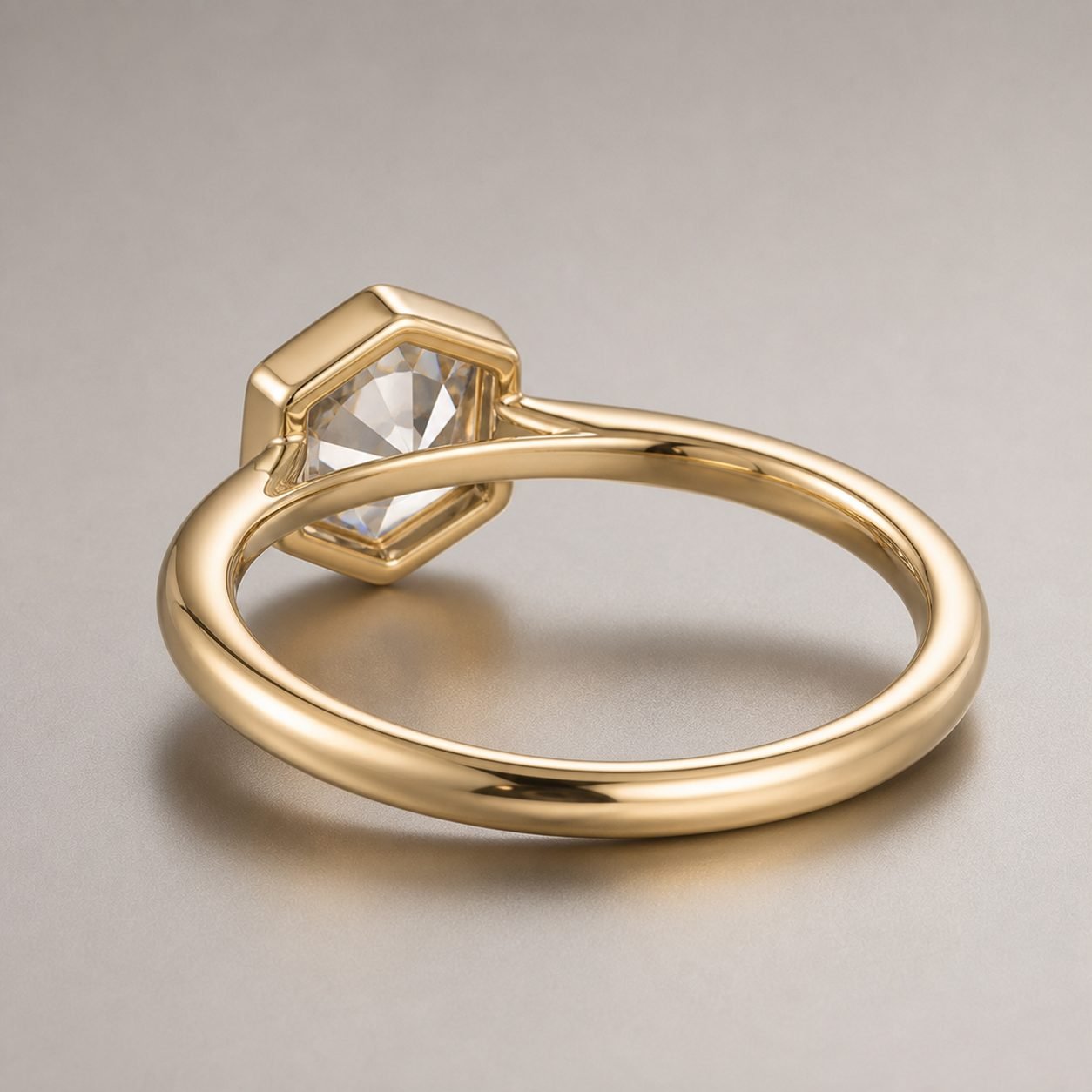 Wholesale Hexagon Cut Bezel Moissanite Ring Gold Tone 925 Sterling Silver Minimalist Geometric Jewelry view 4