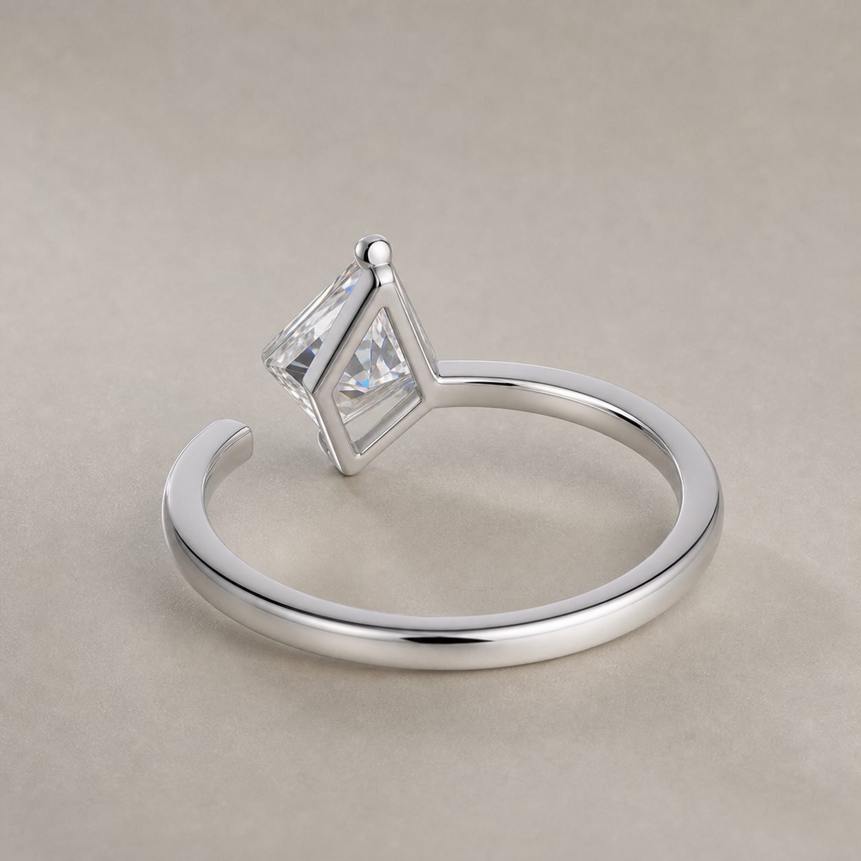 Wholesale Kite Cut Diagonal Moissanite Open Ring 925 Sterling Silver Modern Geometric Jewelry view 4