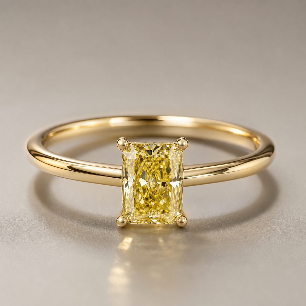 Wholesale Yellow Radiant Cut Moissanite Solitaire Ring Gold Tone 925 Sterling Silver Double Prong Jewelry - P023 product image 1