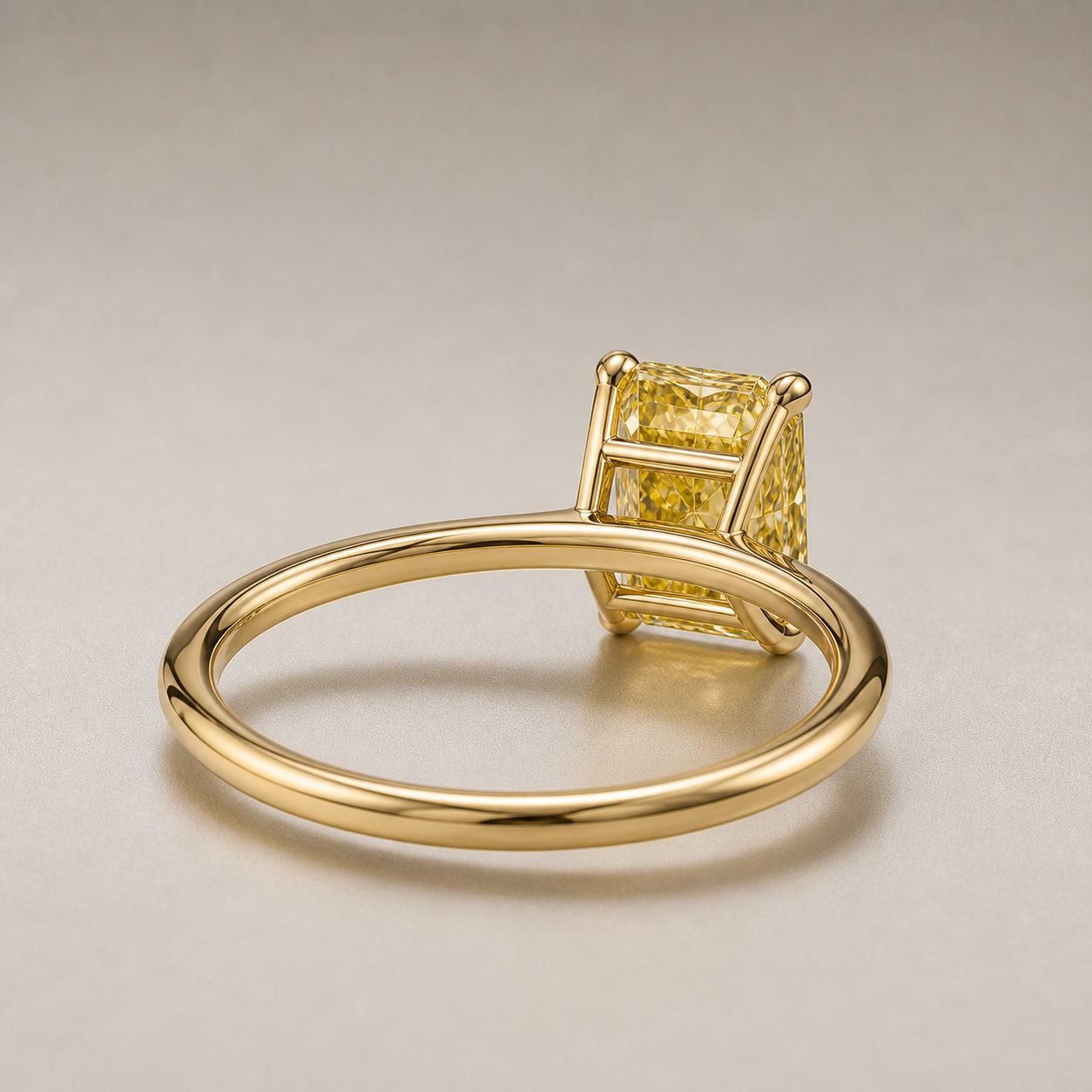 Wholesale Yellow Radiant Cut Moissanite Solitaire Ring Gold Tone 925 Sterling Silver Double Prong Jewelry view 4