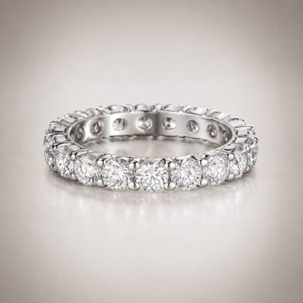 Wholesale Round Cut Moissanite Full Eternity Band 925 Sterling Silver Shared Prong Wedding Ring - P026 product image 1