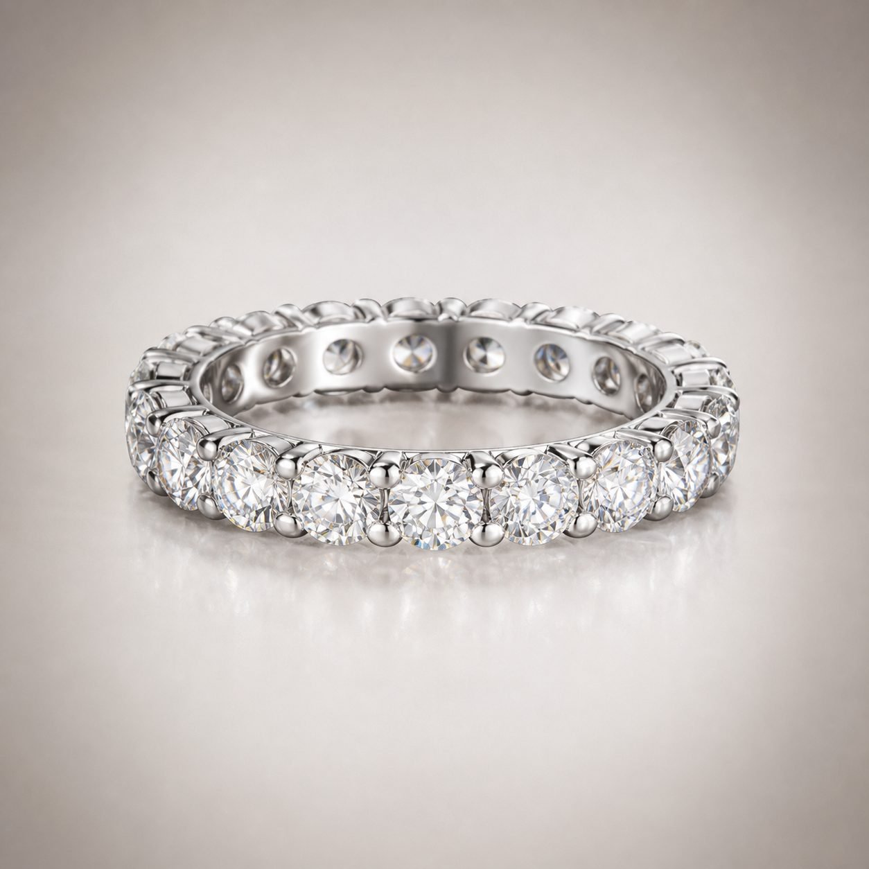 Wholesale Round Cut Moissanite Full Eternity Band 925 Sterling Silver Shared Prong Wedding Ring - P026 product image 1