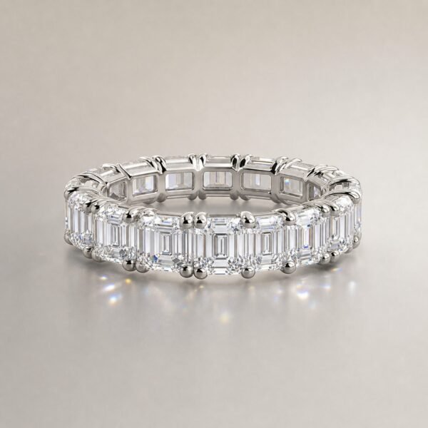 Wholesale Emerald Cut Moissanite Full Eternity Band 925 Sterling Silver Wedding Anniversary Ring - P027 product image 1
