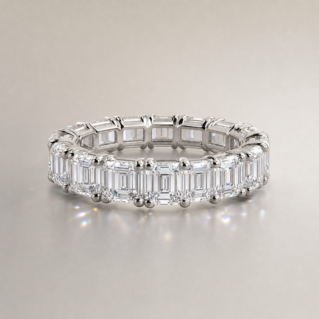 Wholesale Emerald Cut Moissanite Full Eternity Band 925 Sterling Silver Wedding Anniversary Ring - P027 product image 1