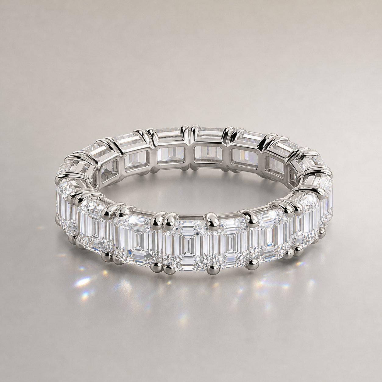 Wholesale Emerald Cut Moissanite Full Eternity Band 925 Sterling Silver Wedding Anniversary Ring view 4
