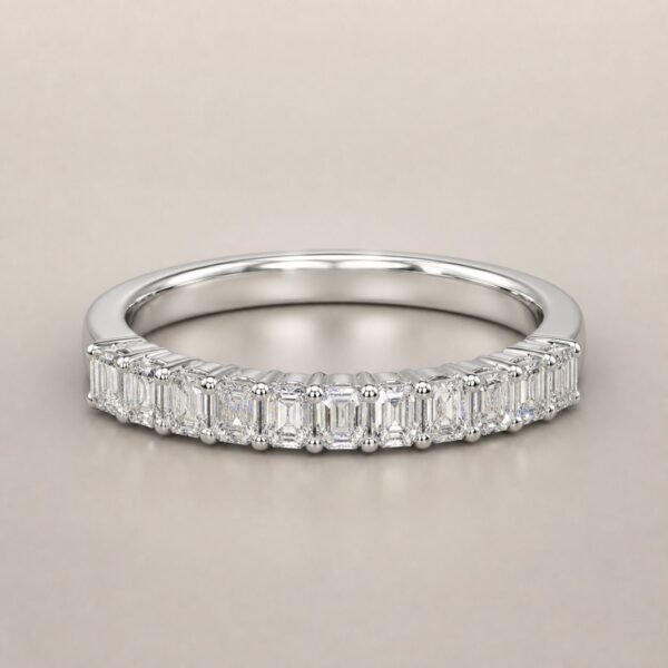 Wholesale Baguette Cut Moissanite Half Eternity Band 925 Sterling Silver Wedding Stacking Ring - P028 product image 1