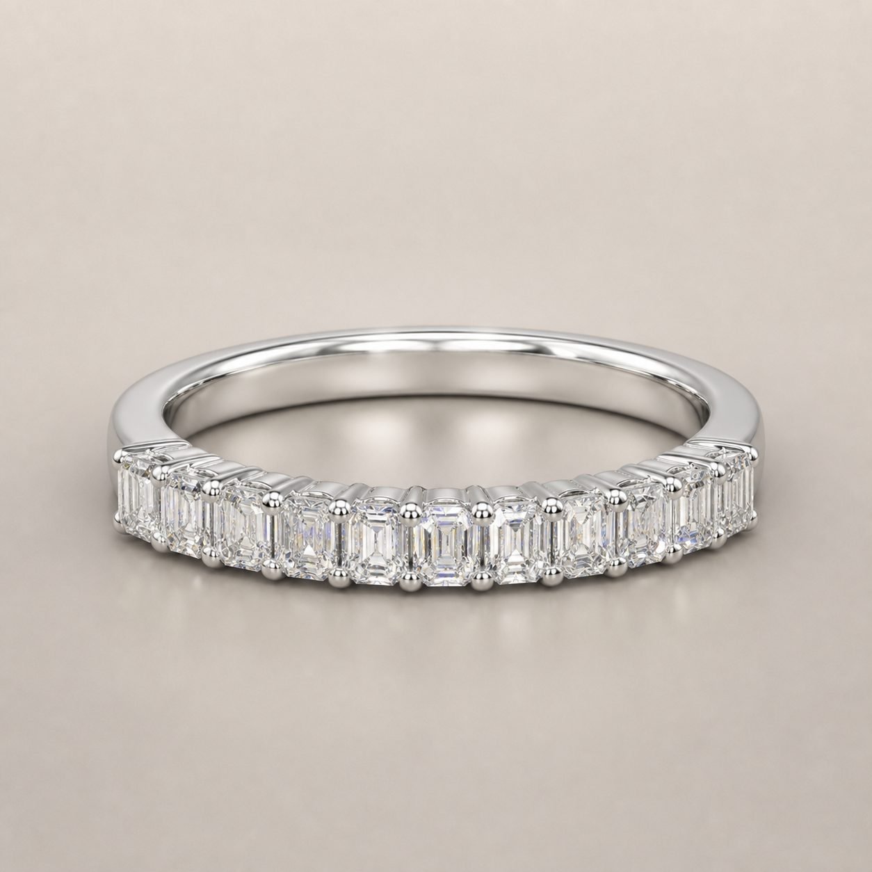 Wholesale Baguette Cut Moissanite Half Eternity Band 925 Sterling Silver Wedding Stacking Ring - P028 product image 1