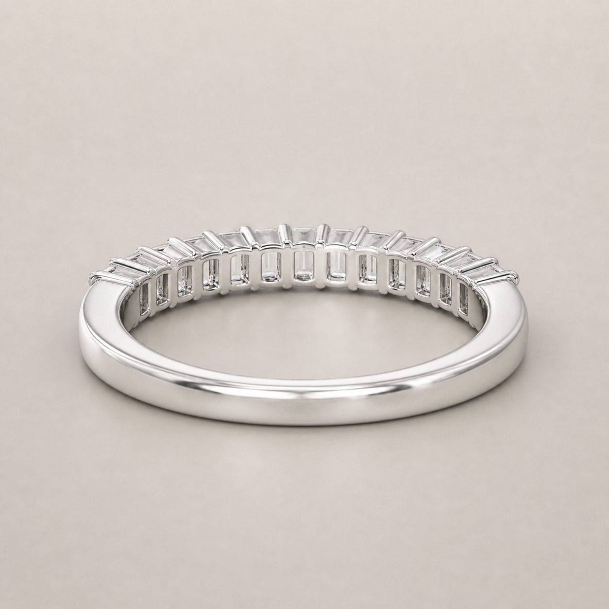 Wholesale Baguette Cut Moissanite Half Eternity Band 925 Sterling Silver Wedding Stacking Ring view 4