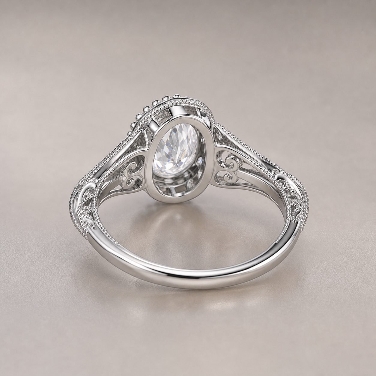 Wholesale Oval Cut Milgrain Moissanite Engagement Ring 925 Sterling Silver Vintage Floral Bridal Jewelry view 4