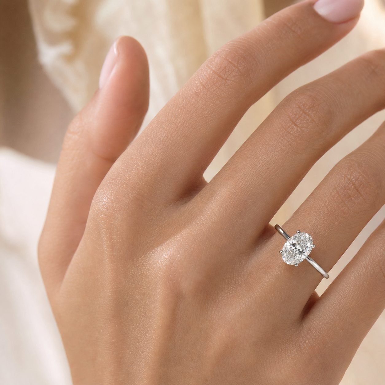 Wholesale 5CT Oval Cut Moissanite Solitaire Ring 925 Sterling Silver Four Prong Engagement Jewelry view 2