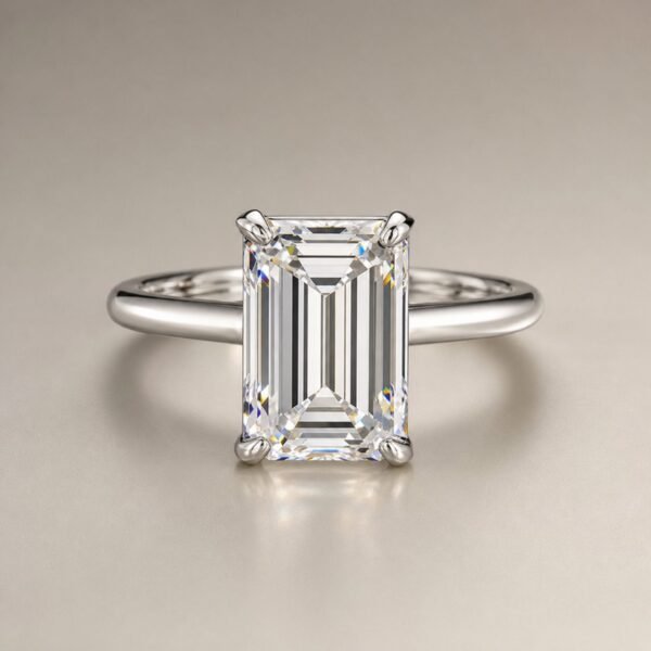 Wholesale 5CT Emerald Cut Moissanite Solitaire Ring 925 Sterling Silver Double Prong Engagement Jewelry - P032 product image 1