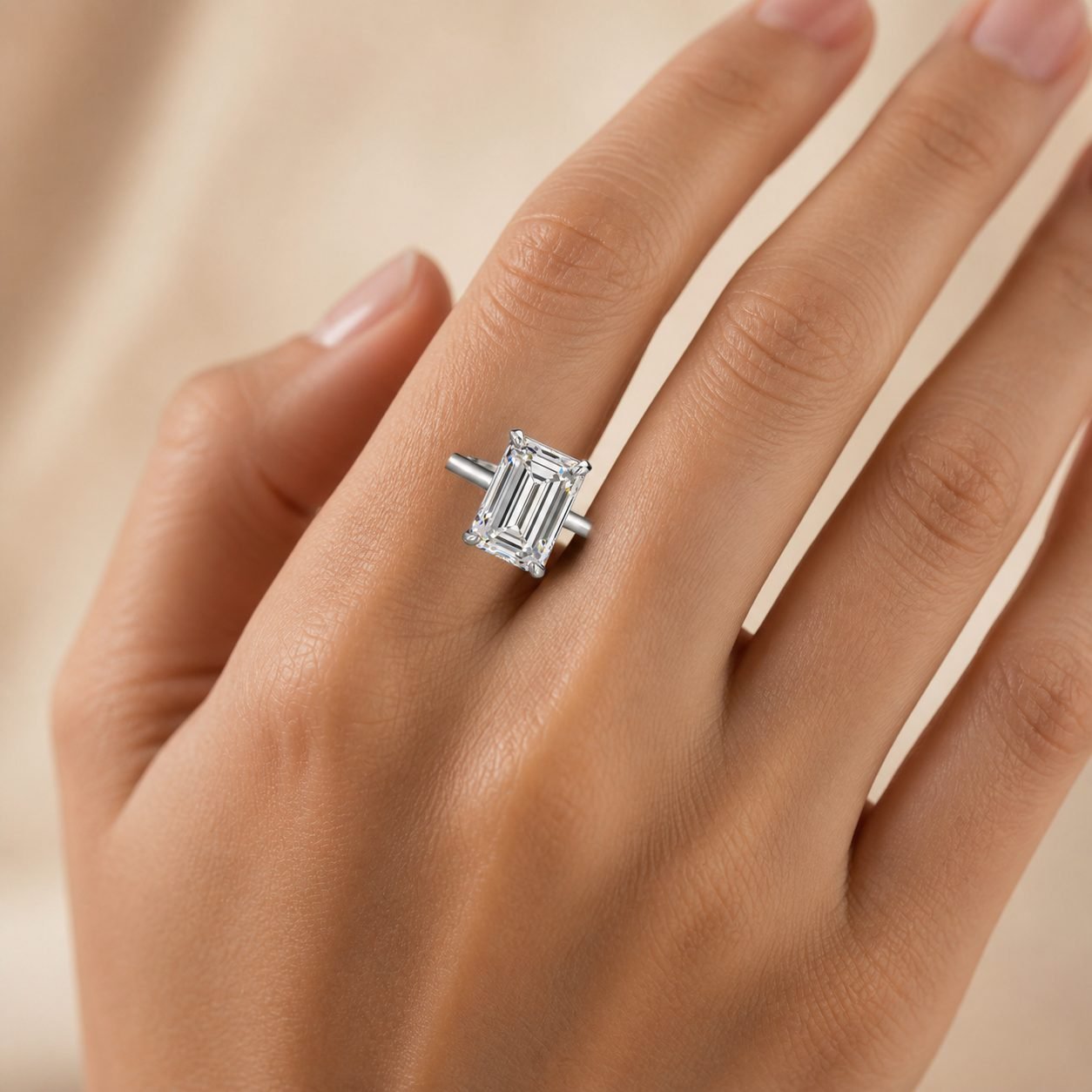 Wholesale 5CT Emerald Cut Moissanite Solitaire Ring 925 Sterling Silver Double Prong Engagement Jewelry view 2