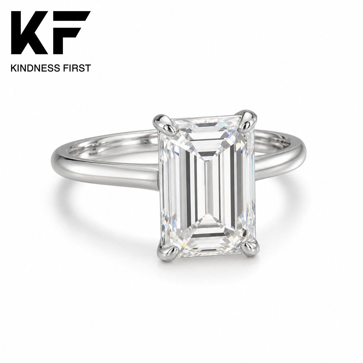 Wholesale 5CT Emerald Cut Moissanite Solitaire Ring 925 Sterling Silver Double Prong Engagement Jewelry view 3