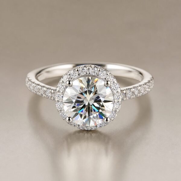 Wholesale 3CT Round Cut Halo Moissanite Engagement Ring 925 Sterling Silver Fine Bridal Jewelry - P033 product image 1