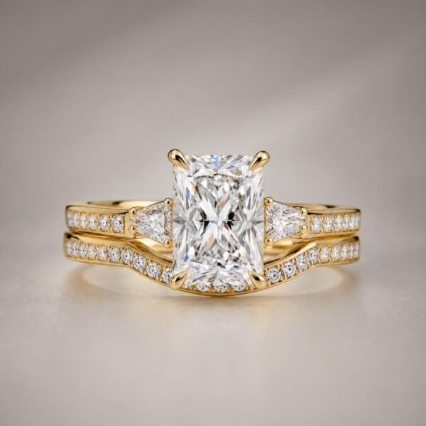 Wholesale 2CT Radiant Cut Cathedral Moissanite Solitaire Ring Gold Tone 925 Sterling Silver Bridal Jewelry - P034 product image 1