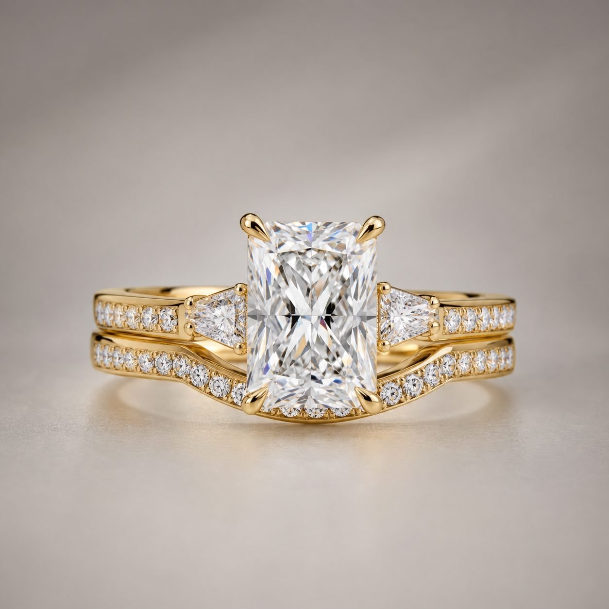 Wholesale 2CT Radiant Cut Cathedral Moissanite Solitaire Ring Gold Tone 925 Sterling Silver Bridal Jewelry - P034 product image 1