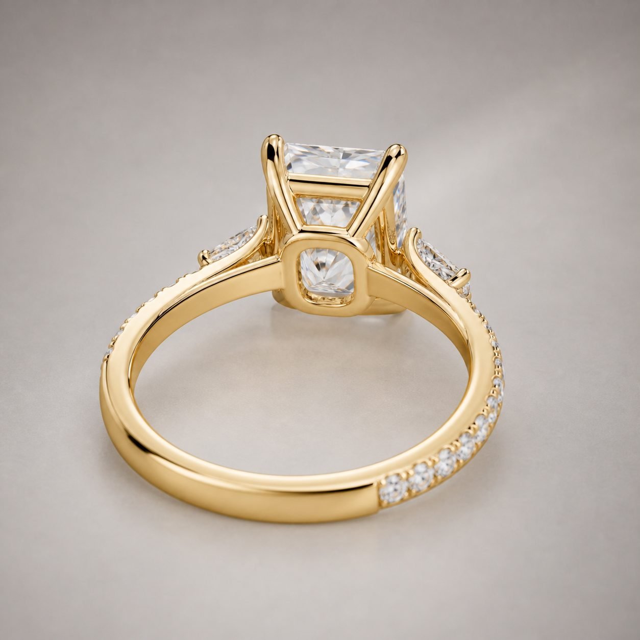 Wholesale 2CT Radiant Cut Cathedral Moissanite Solitaire Ring Gold Tone 925 Sterling Silver Bridal Jewelry view 4