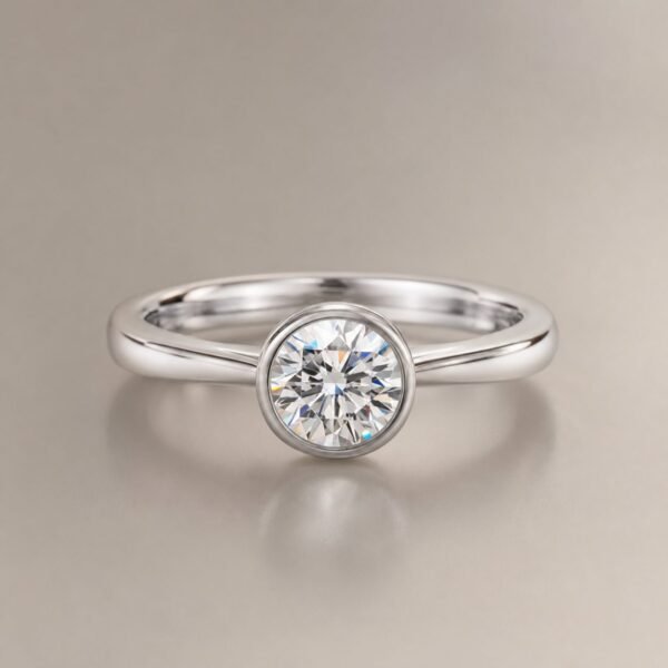 Wholesale 1CT Round Cut Bezel Moissanite Ring 925 Sterling Silver Low Profile Everyday Jewelry - P035 product image 1