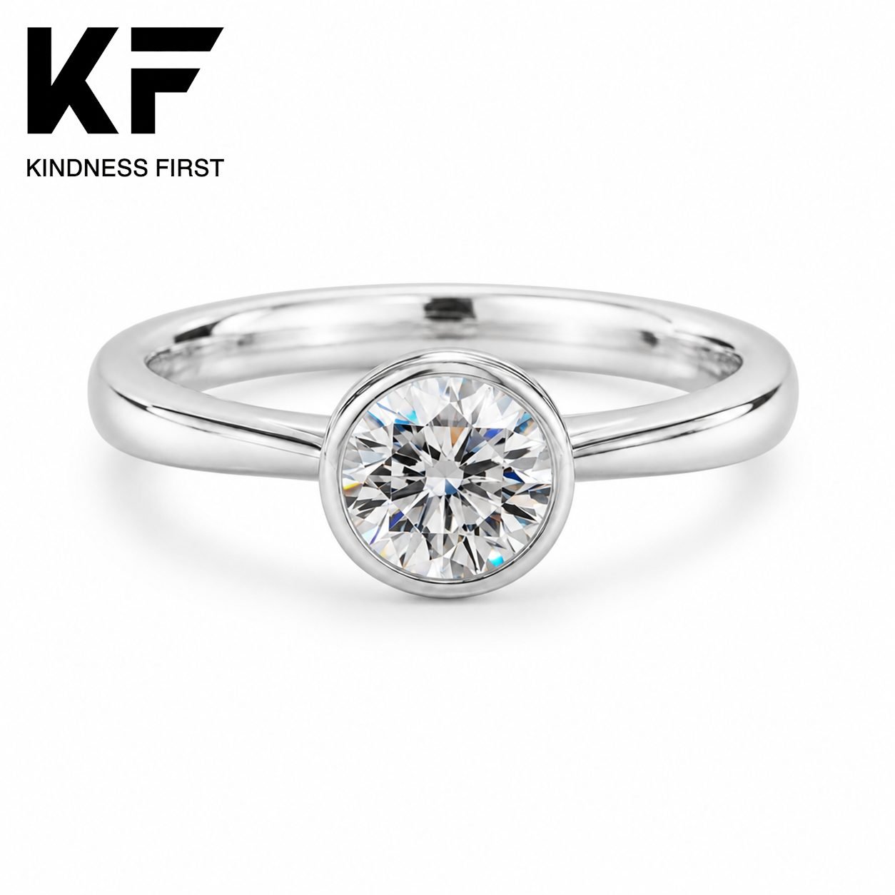Wholesale 1CT Round Cut Bezel Moissanite Ring 925 Sterling Silver Low Profile Everyday Jewelry view 3